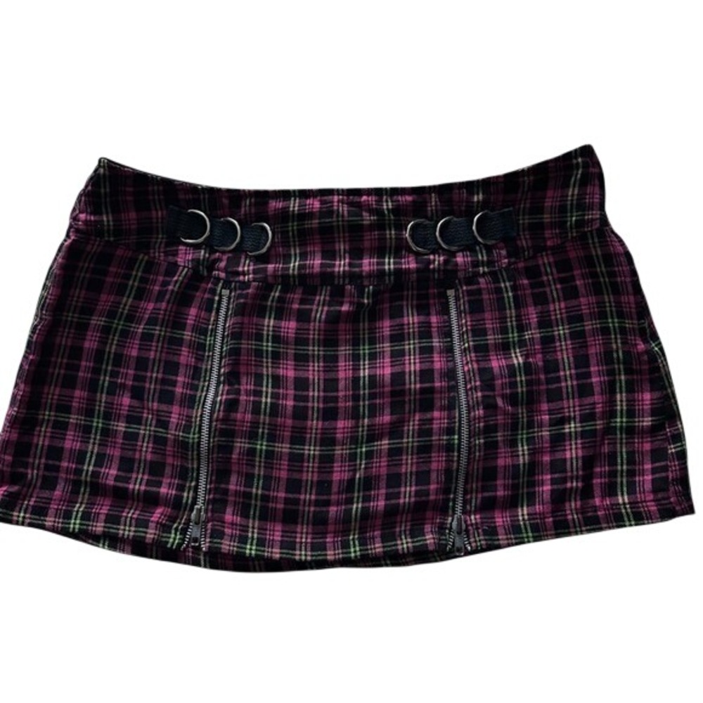 Vintage Lip Service L.A. Plaid Zipped Micro Mini Skirt Y2K